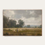 Framed painting of a shepherd with sheep in a pastoral landscape #Oak