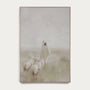 Framed artwork of a shepherd with sheep in a misty landscape #Oak