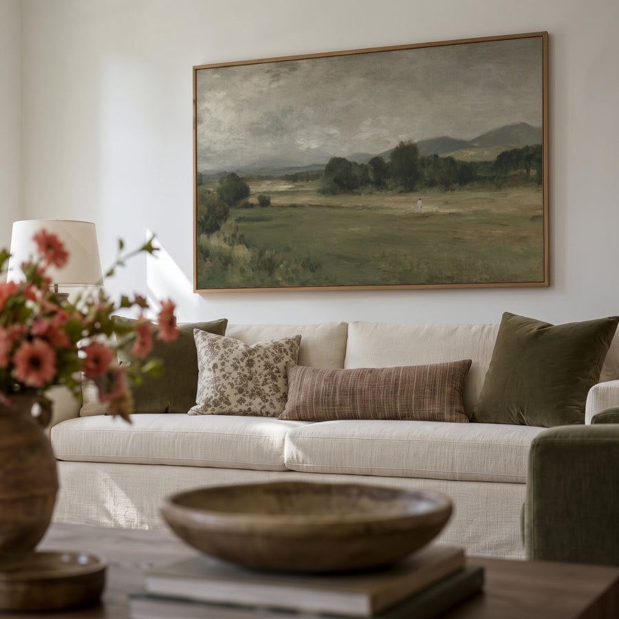 Shown in a floater Oak frame in size 60x40
