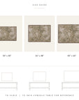 size guide chart showing three framed wall art options labeled 30" x 40", 36" x 48", and 40" x 60" above a line drawing of a 79-inch console table for scale reference.