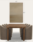 brown table with dimensions labeled on a white background 