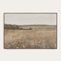 Framed landscape painting of a field with trees and sky. #Walnut