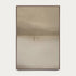 Framed artwork of a minimal landscape with a person and dog in a vast, misty field. #Walnut