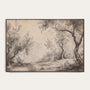 Framed artwork of a landscape with trees on a plain background #Walnut