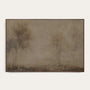 Framed artwork of trees in a misty landscape on a white background #Walnut