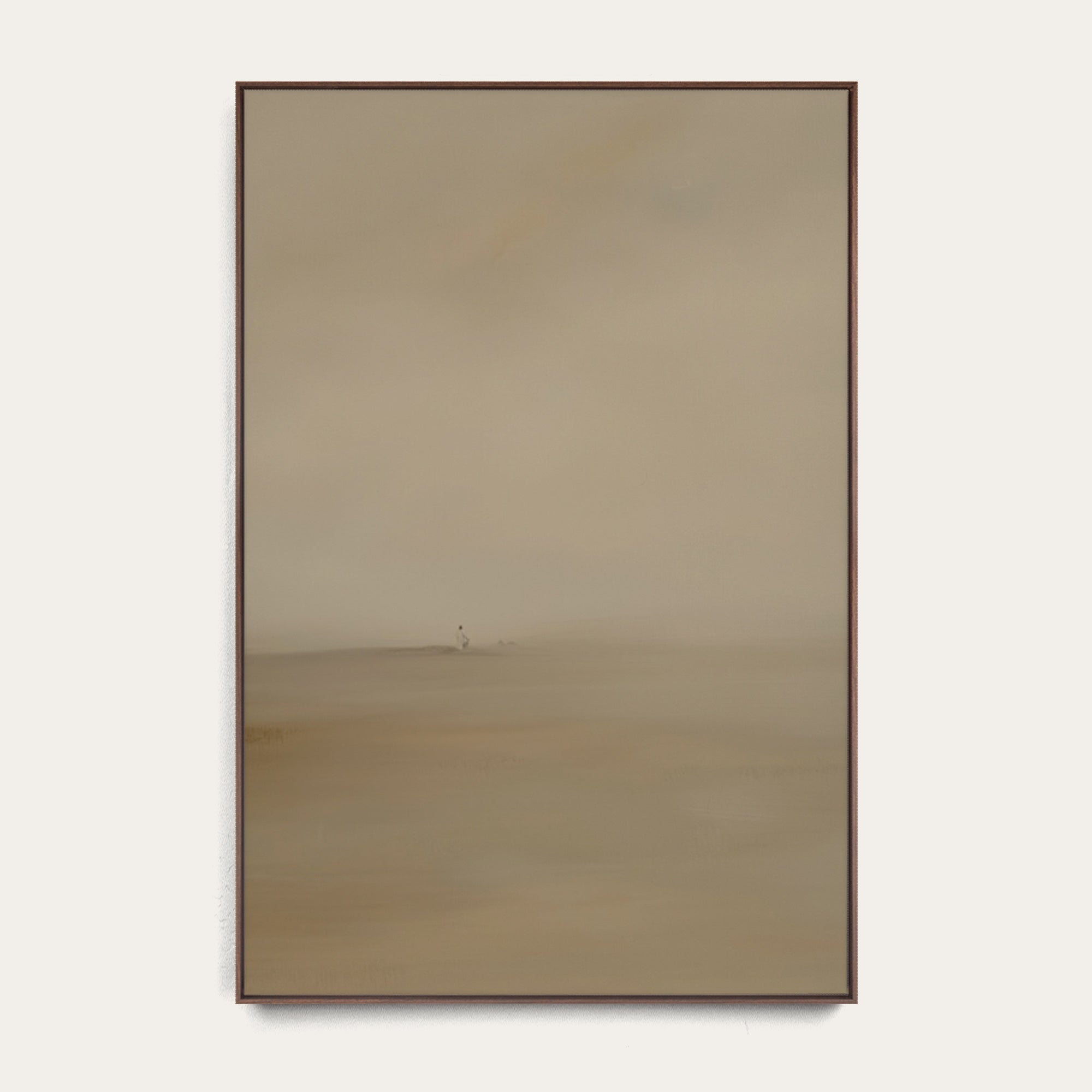 Rectangular mirror with a wooden frame on a white background 