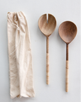 Wood and Bamboo Salad Servers